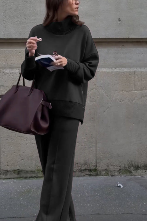 Long Sleeve Sweatshirt Casual Pocket Trousers Two-piece Set