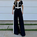 Stylish Casual Short Top & Straight-Leg Pants Two-Piece Set