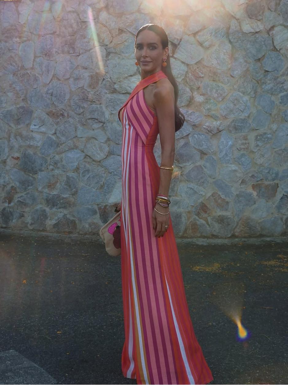 Sunset Samba Cross-Halter Stripe Dress