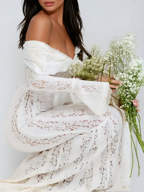 Lace Off-Shoulder Maxi Dress