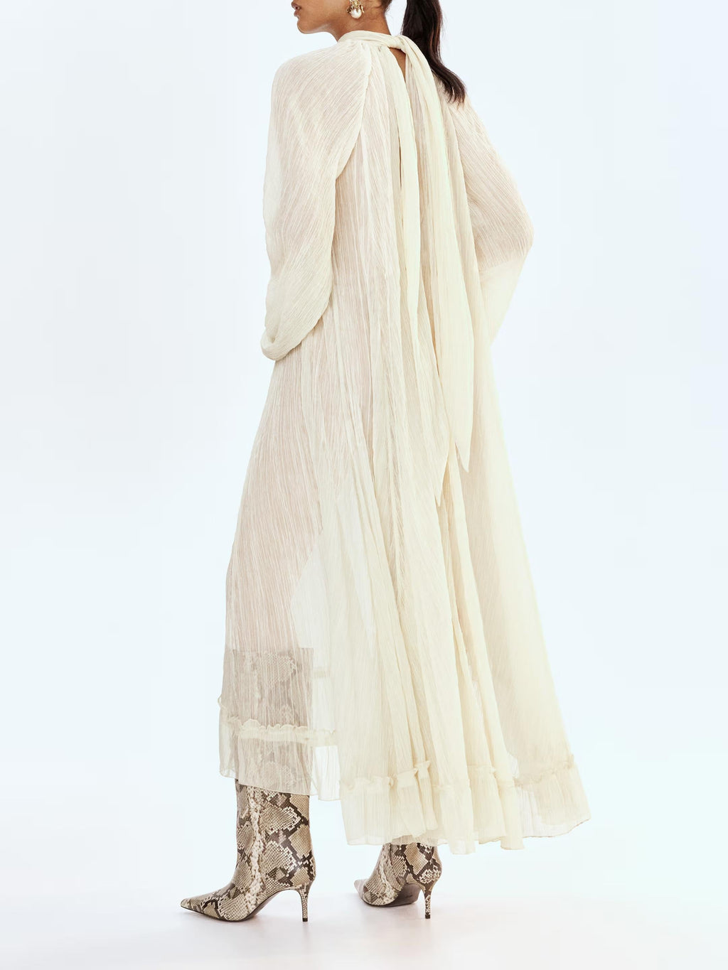 Textured High Neck Maxi Dress