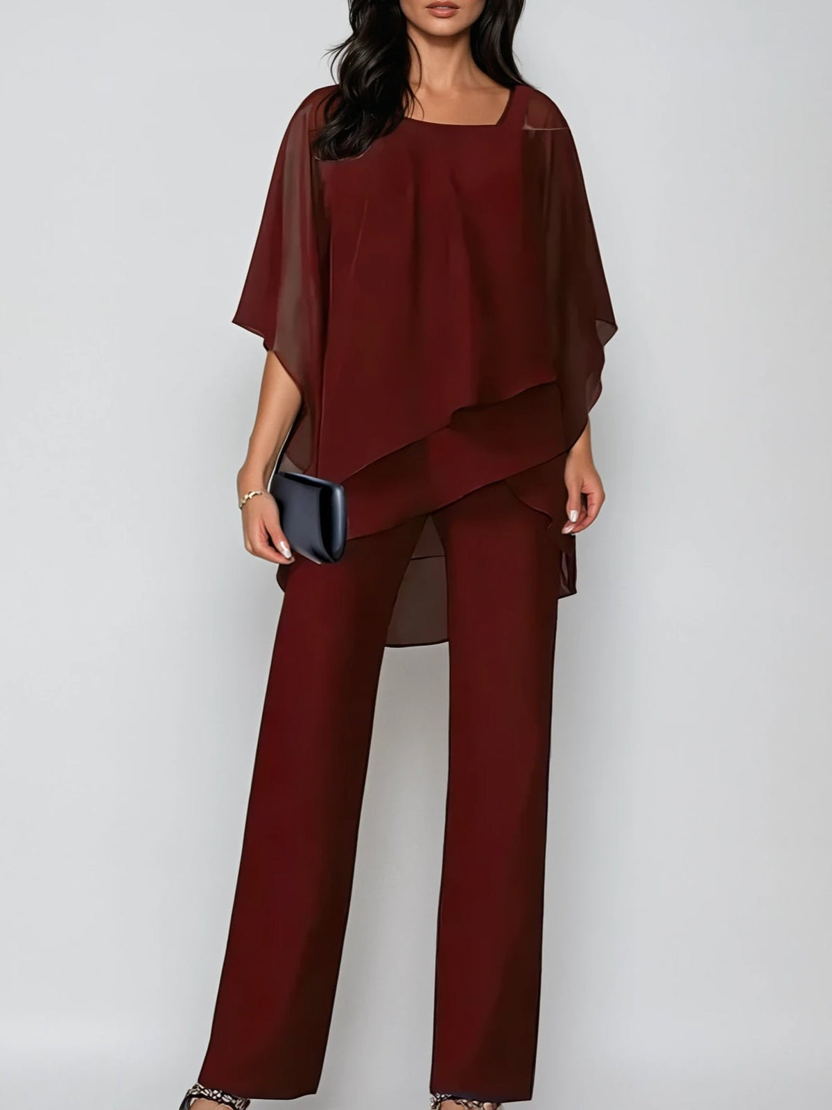 Off-the-shoulder Irregular Chiffon Suit