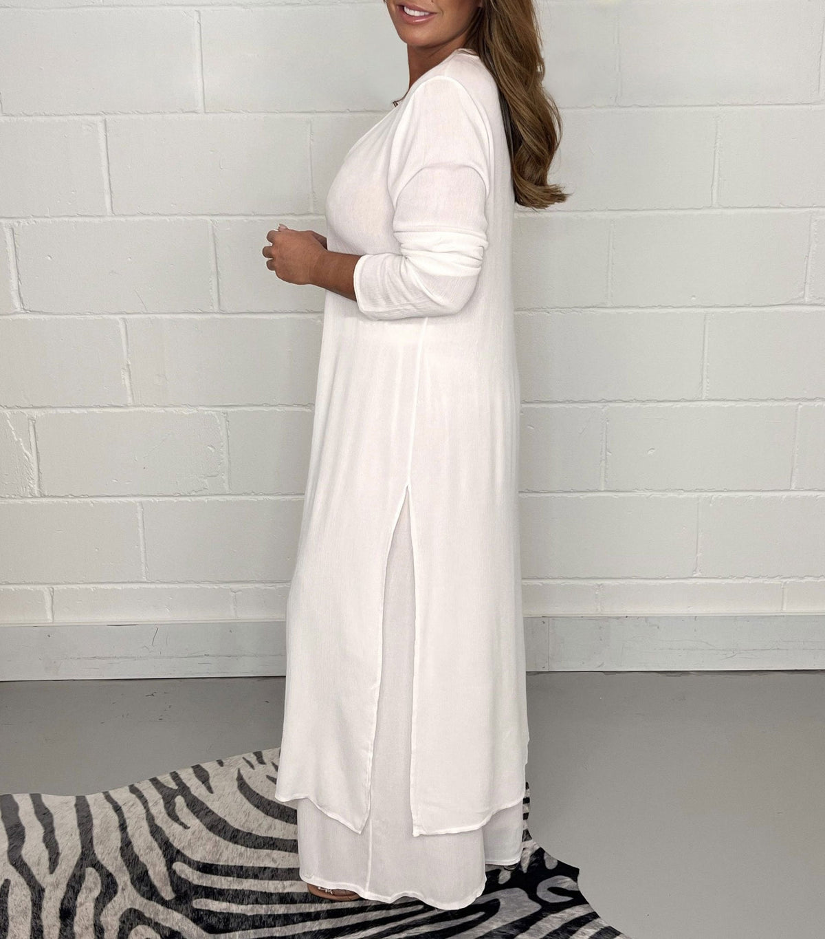 Two-piece Casual Long Top and Matching Pants Set