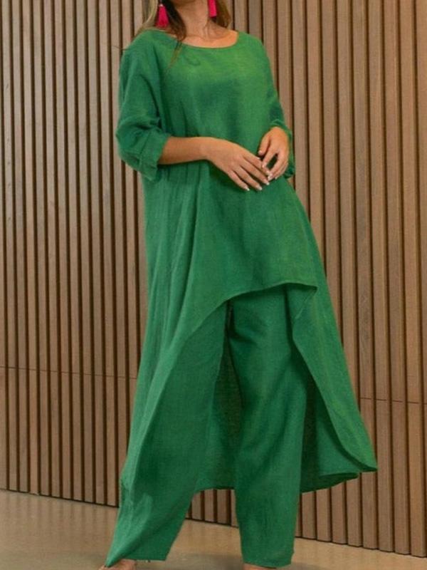Fashionable Solid Color Two-piece Set