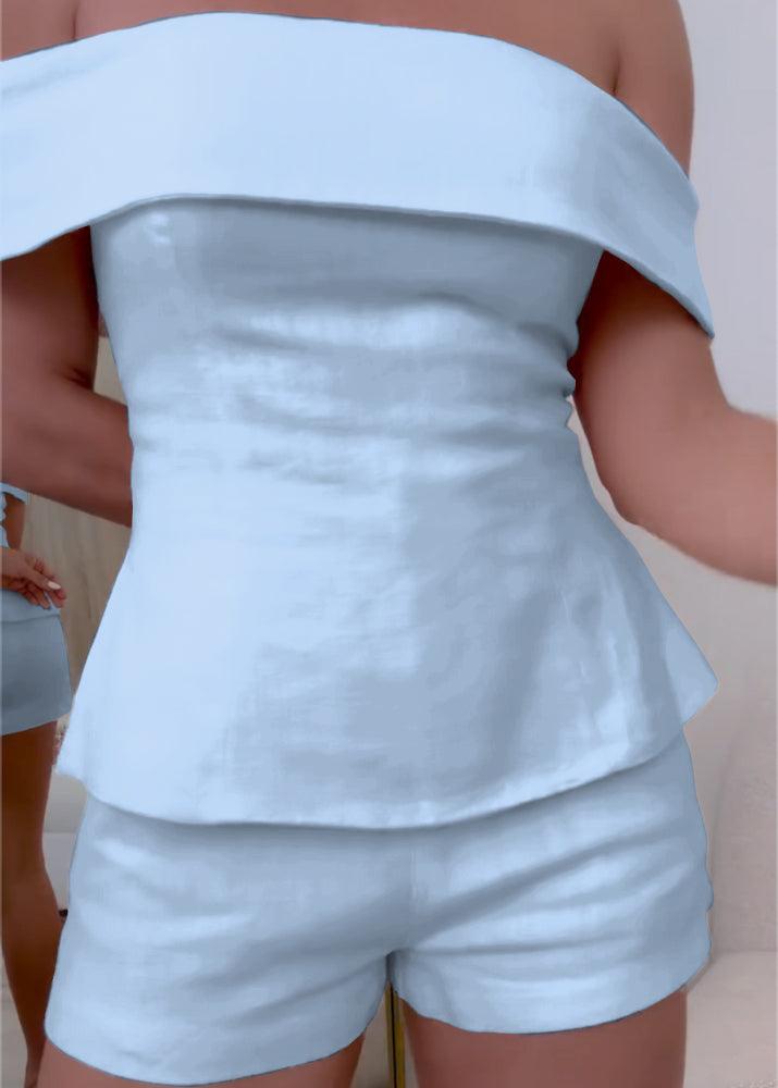 White Cotton and Linen Two-piece Suit